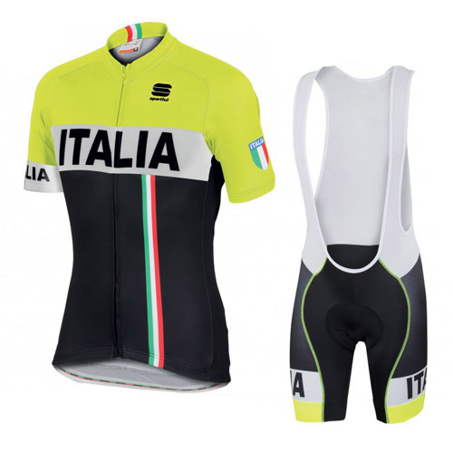 2014 Maillot Italia Tirantes Mangas Cortas negro y verde